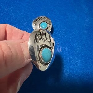 Vintage Native American Sterling Silver Bear Claw Clip Earrings